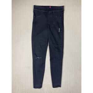Spanx Jeans Womens Small Black Distressed Skinny Slim Denim‎ Adult